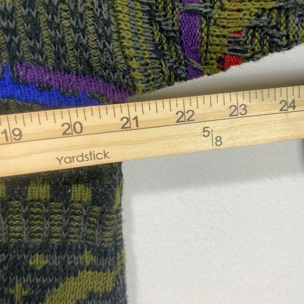 Union Pier 3D Coogi Style Sweater Abstract Men's Knit Green Purple Red Size M - Picture 8 of 9